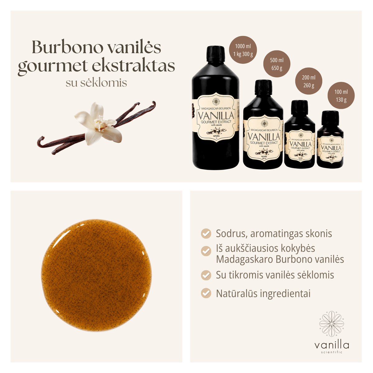 Vanilla Scientific Madagascar Bourbon vanilla extract product range